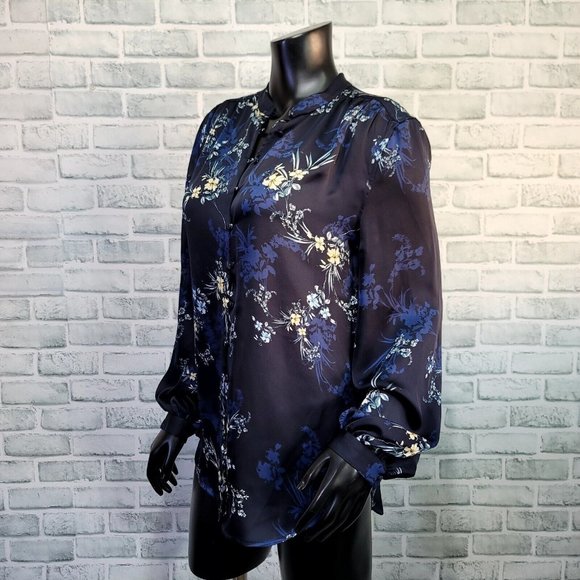 EQUIPMENT Womens M Cornelia Floral Print Silky‎ Polyester Blouse Eclipse Floral - Picture 5 of 9